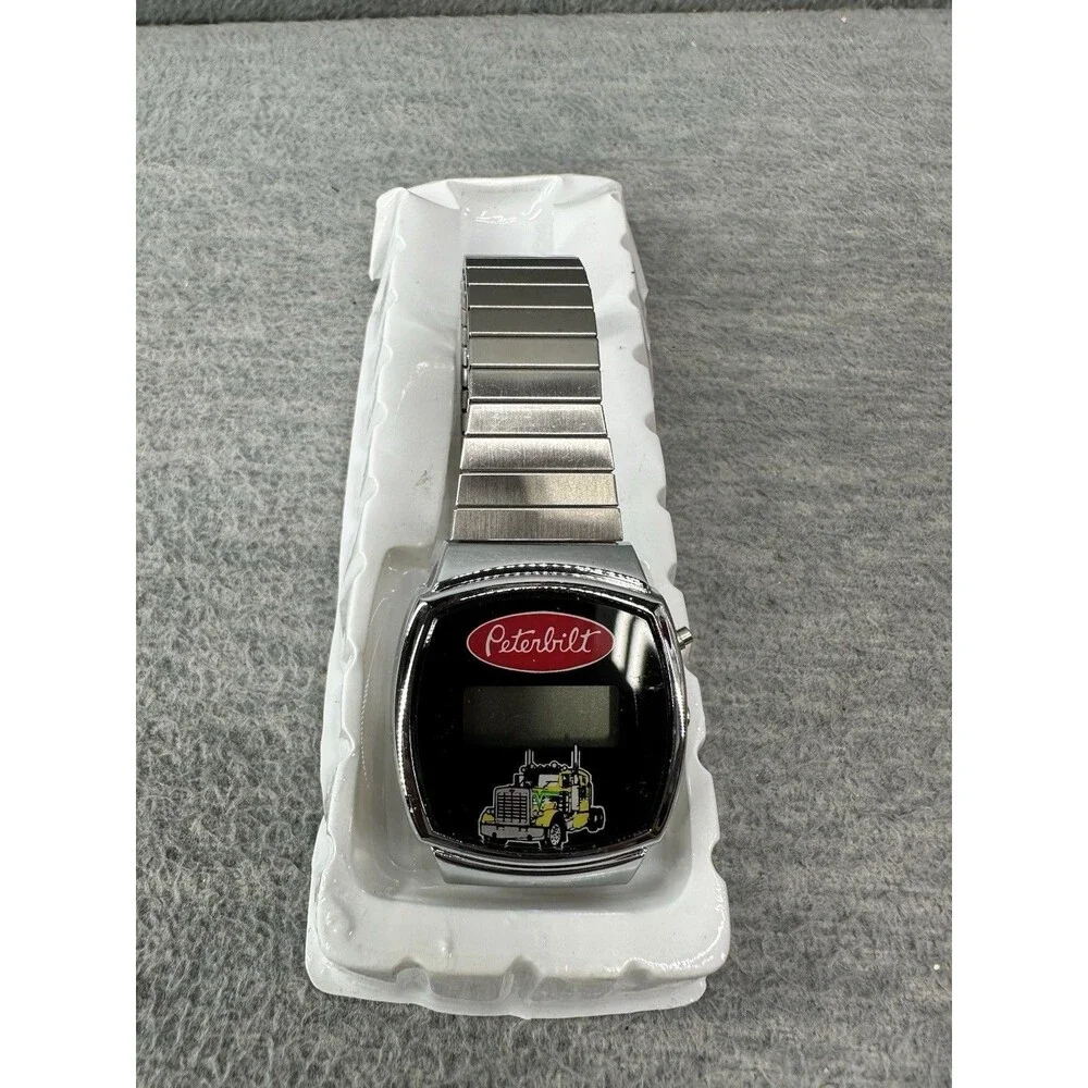 PETERBILT TRUCK Vintage Digital Mechanical Analog Silver Tone Watch